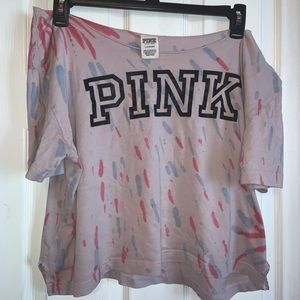 Pink off the shoulder confetti top
